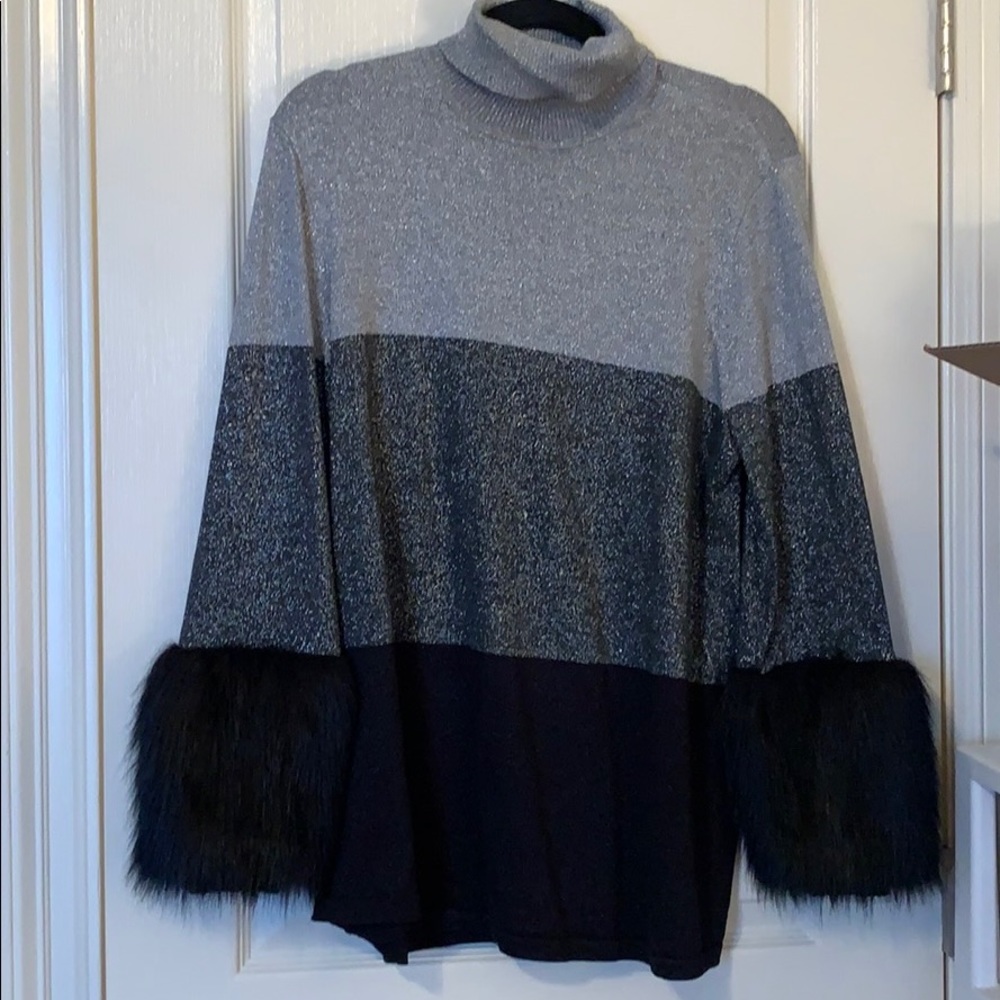 Alfani sweater with fur sleeves